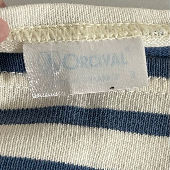 Orcival Authentic White Blue Striped Long Sleeve Knit Blouse Women's Size M - Picture 6 of 10